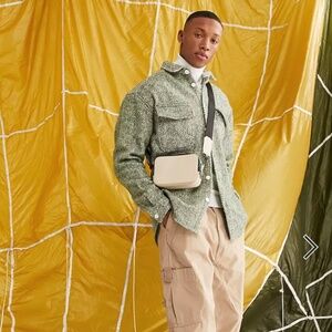 ASOS DESIGN 90s oversized wool mix shacket in mid green herringbone